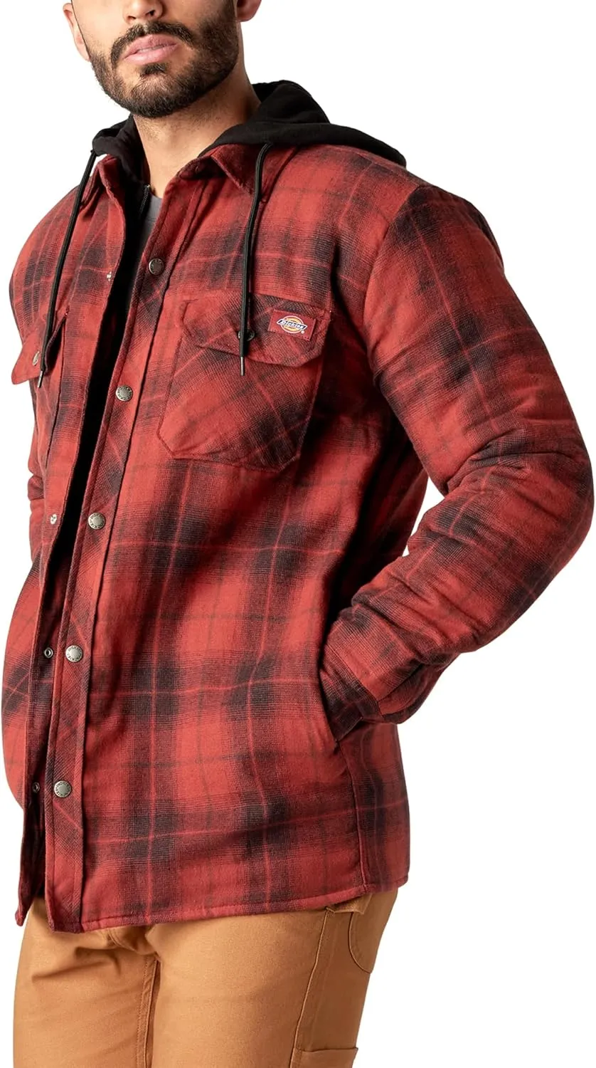 Dickies Mens Water Repellent Flannel Hooded Shirt Jacket