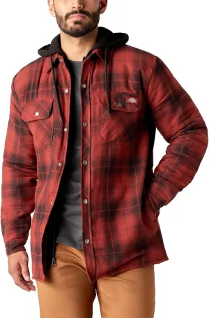 Dickies Mens Water Repellent Flannel Hooded Shirt Jacket