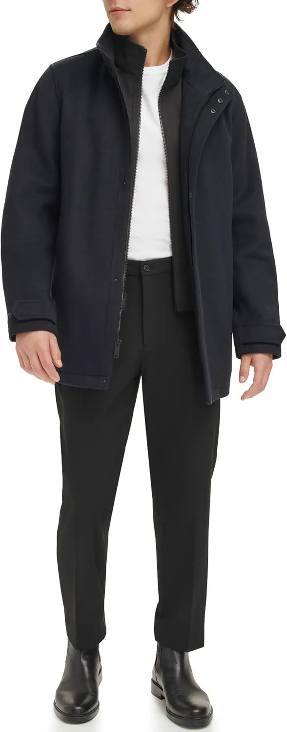 Dockers Men's Wool Melton Two Pocket Full Length Duffle Coat