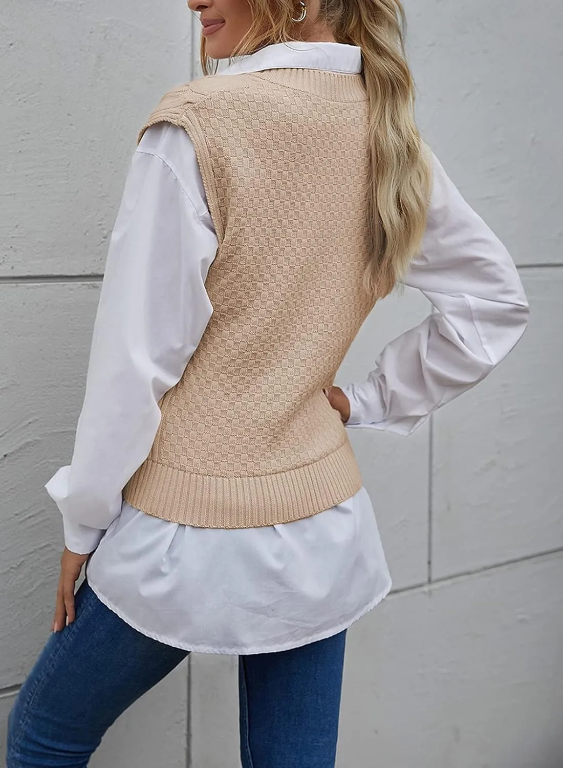 Dokotoo Sweater Vest Women Knitted V Neck Oversized Sweaters Sleeveless Knitwear Tank Tops