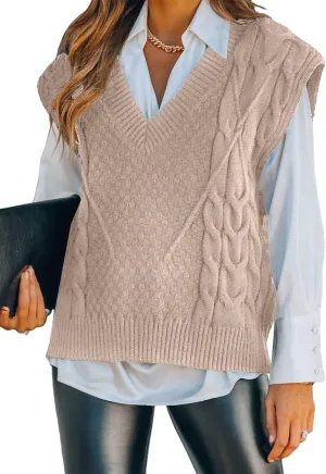 Dokotoo Sweater Vest Women Knitted V Neck Oversized Sweaters Sleeveless Knitwear Tank Tops