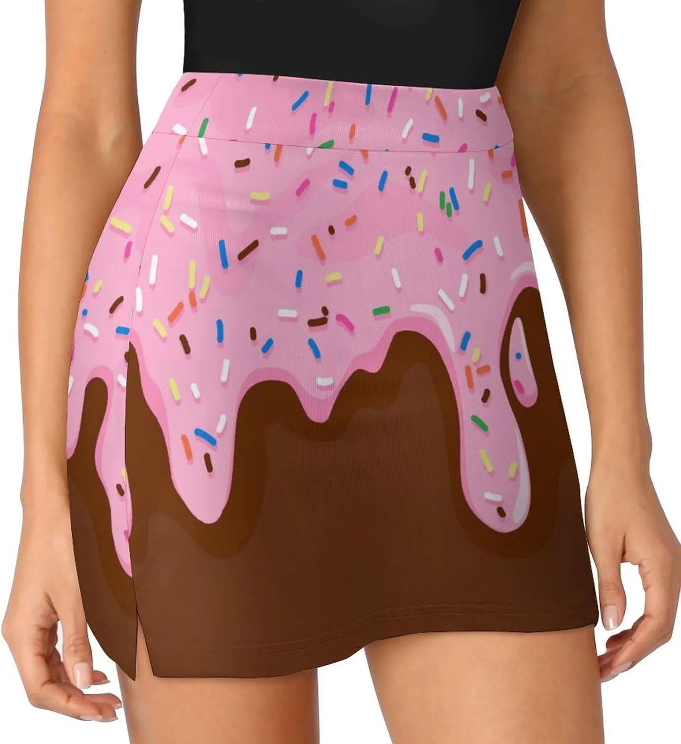 Dripping Glaze with Colorful Sprinkles Women's Mini Tennis Skirt with Shorts Underneath Athletic Workout Cute Skorts