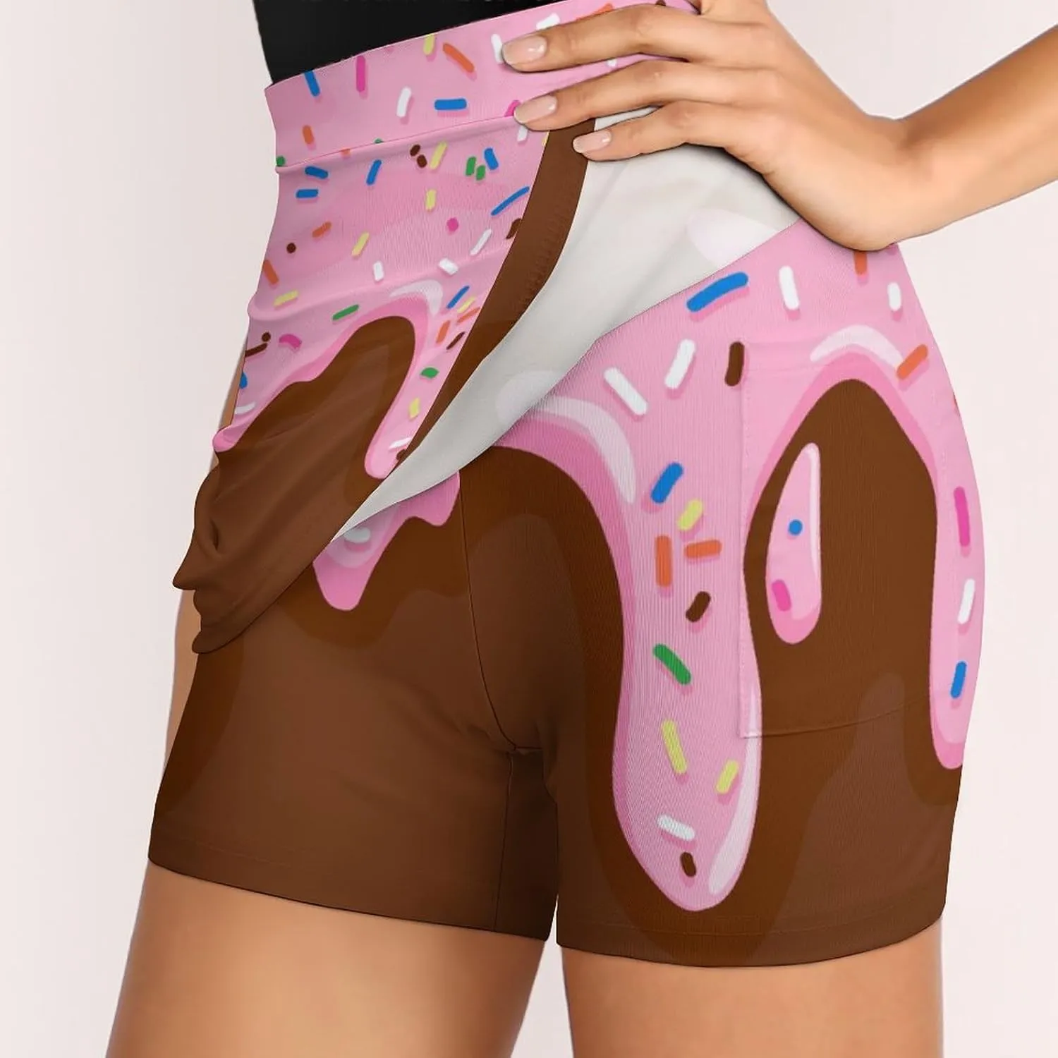 Dripping Glaze with Colorful Sprinkles Women's Mini Tennis Skirt with Shorts Underneath Athletic Workout Cute Skorts