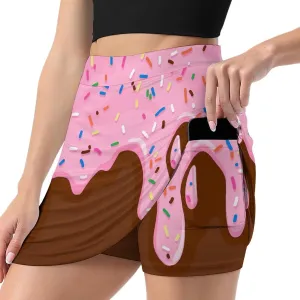 Dripping Glaze with Colorful Sprinkles Women's Mini Tennis Skirt with Shorts Underneath Athletic Workout Cute Skorts