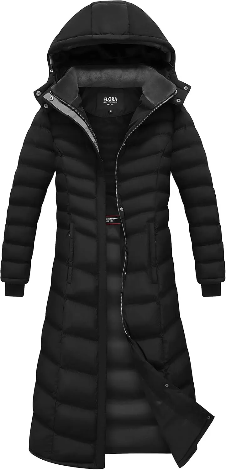 ELORA 47" Women's Winter Coat Heavyweight Full Length Fleece Lined Maxi Puffer Long Coat