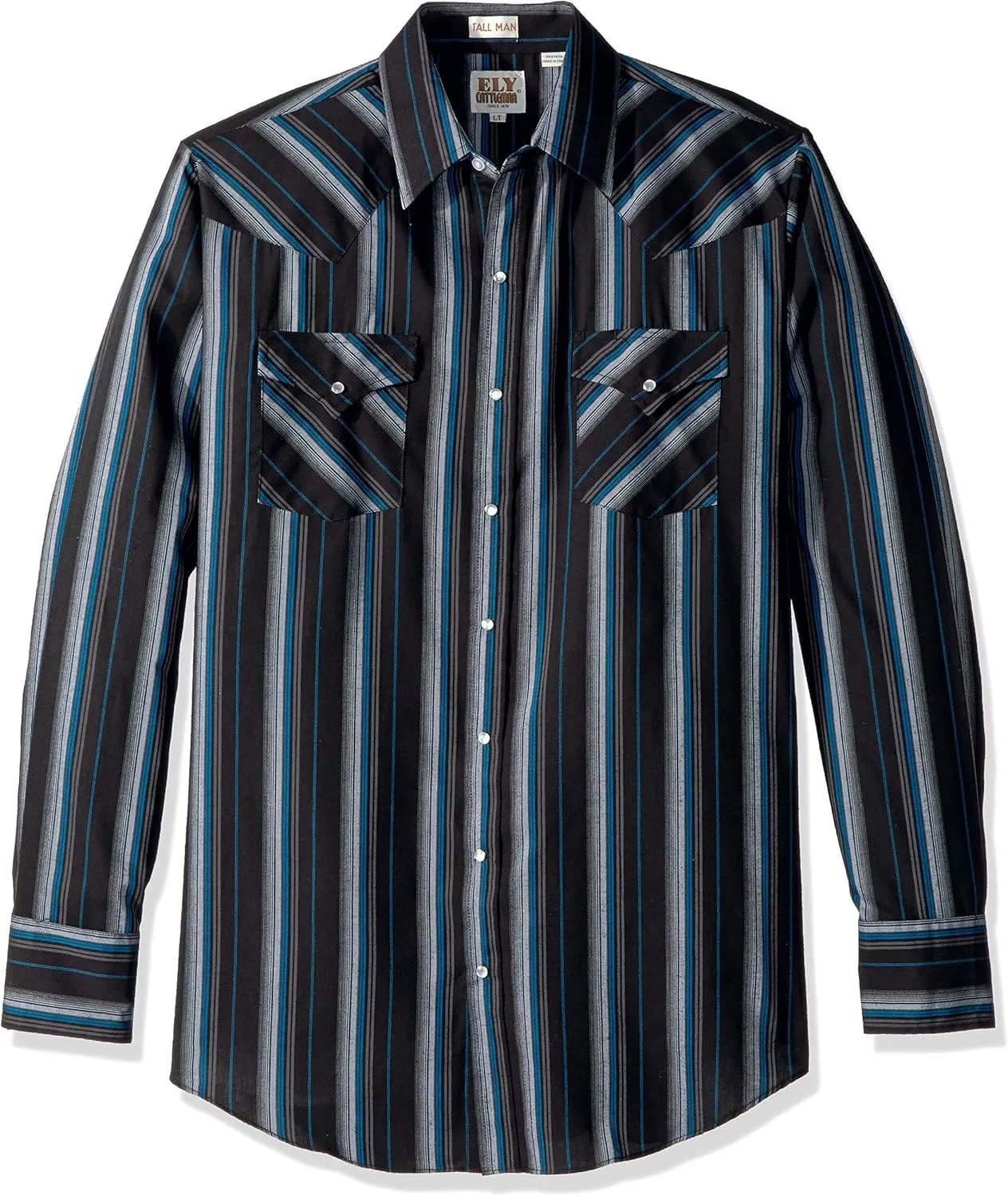 ELY CATTLEMAN Men's Long Sleeve Stripe Western Shirt