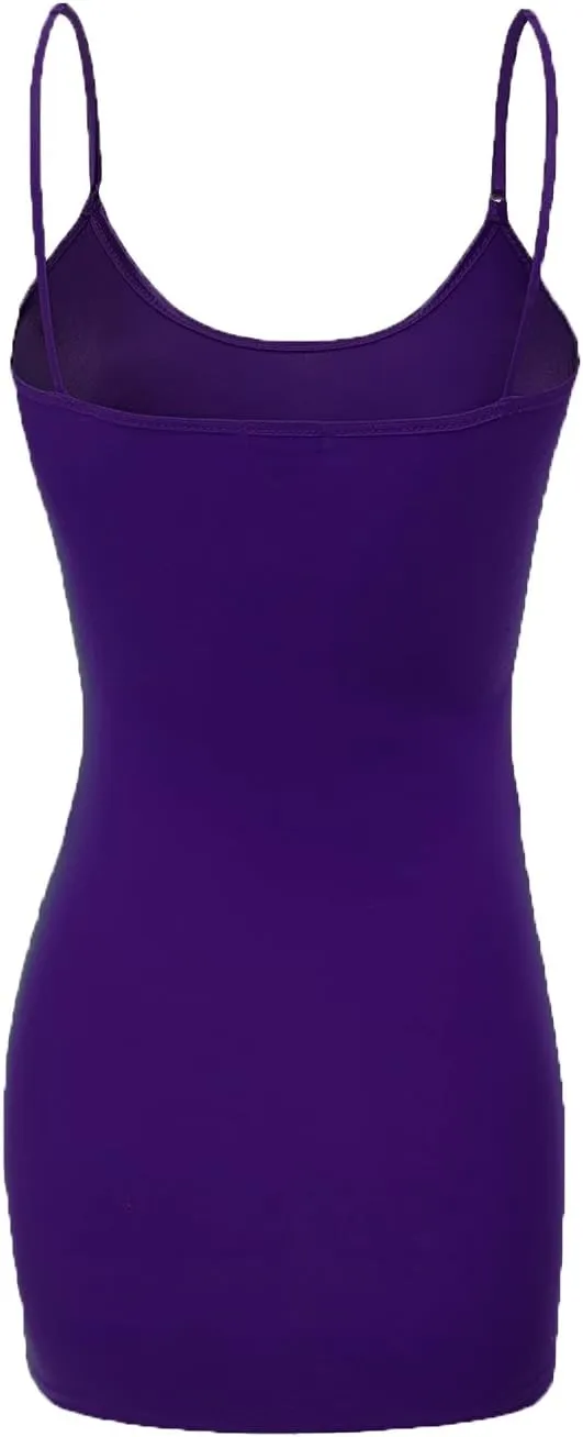 Emmalise Women's Basic Casual Long Camisole Adjustable Strap Cami Layering Top