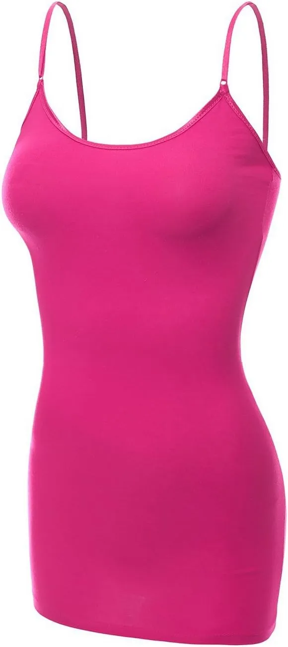 Emmalise Women's Basic Casual Long Camisole Adjustable Strap Cami Layering Top