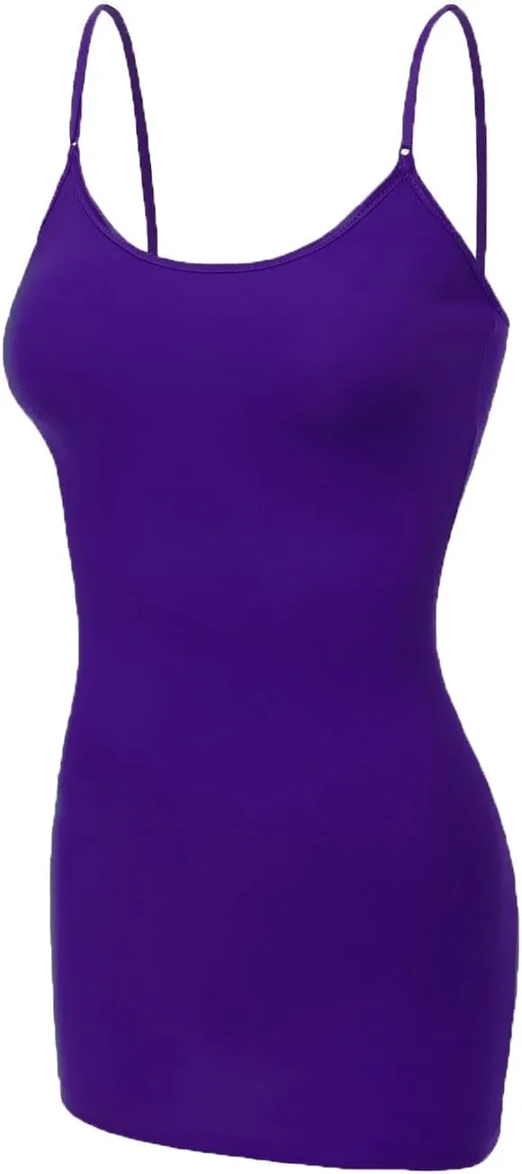 Emmalise Women's Basic Casual Long Camisole Adjustable Strap Cami Layering Top
