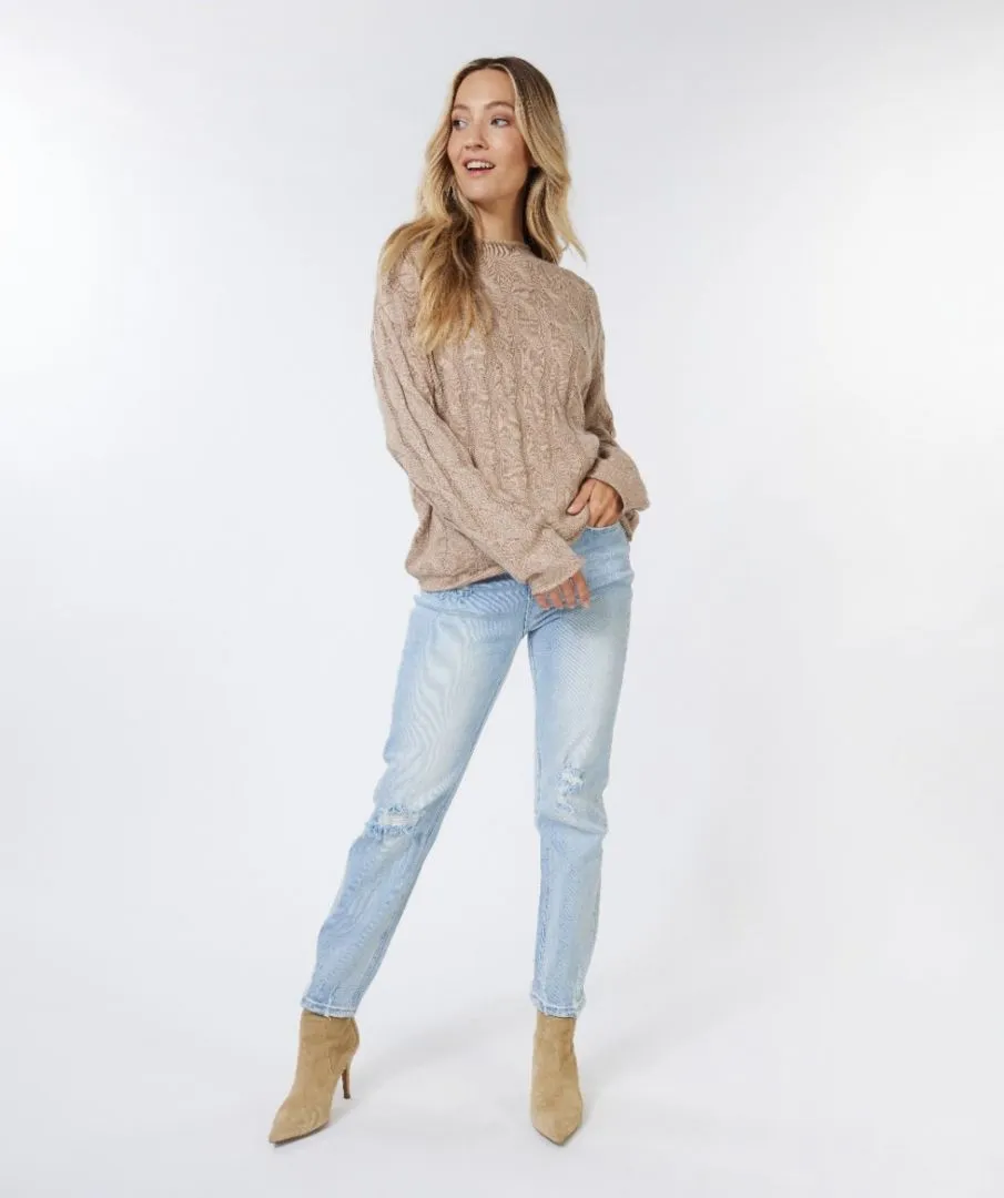 EQ18503 Cable Knit Turtle Neck Sweater