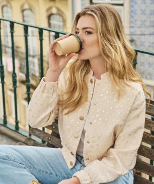 Esqualo Ivory Fancy Leopard Print Jacket