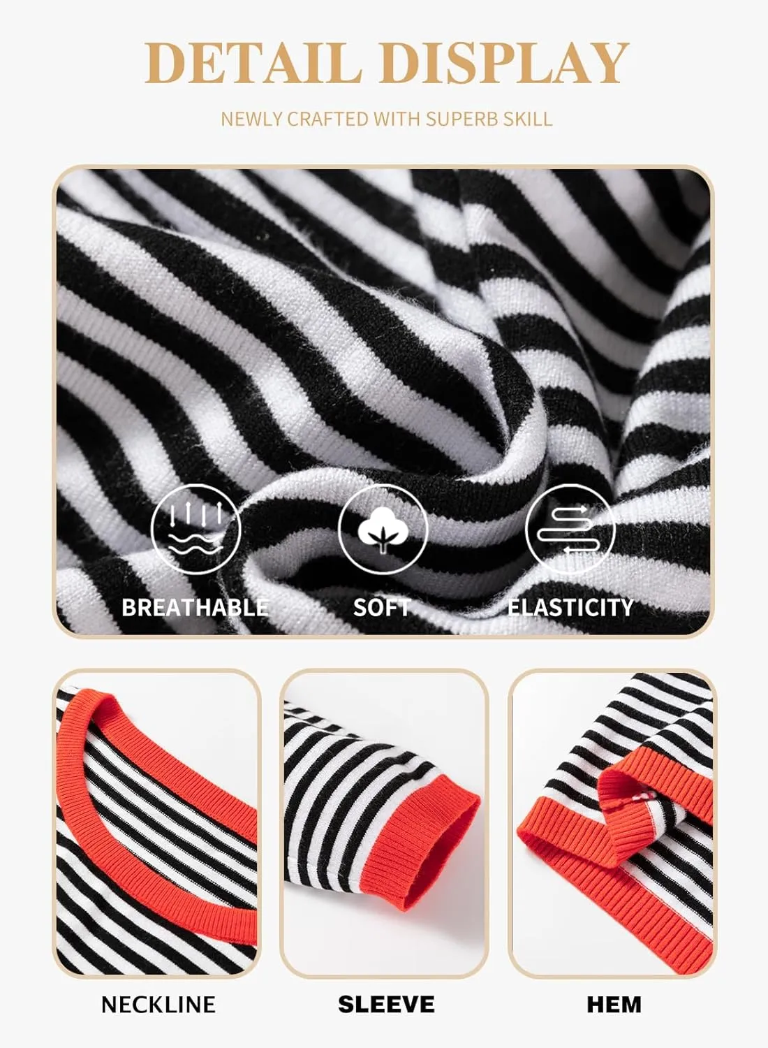 Eytino Plus Size Sweaters for Women Casual Striped Color Block Long Sleeve Round Neck Pullover Jumpers Tops(1X-5X)