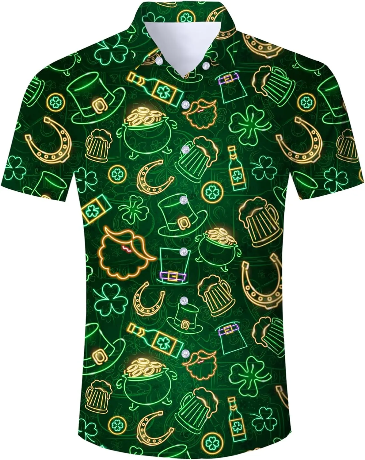 Fanient Mens Hawaiian Shirt Summer 3D Print Casual Short Sleeve Button Down Graphic Aloha Dress Shirts