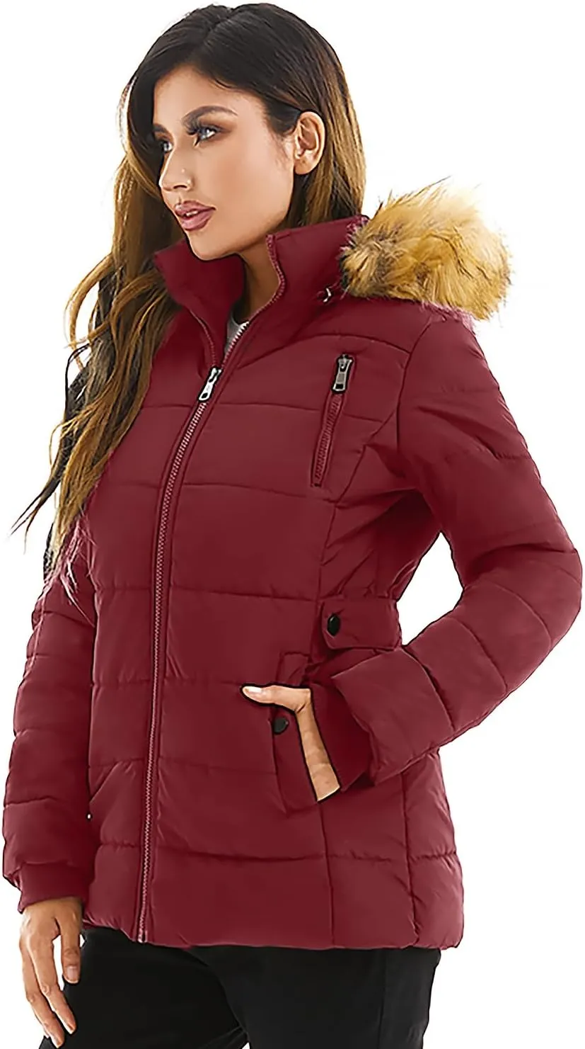 FARVALUE Womens Water Resistant Winter Coat Thicken Puffer Jacket Warm Quilted Parka Padded Windbreaker with Removable Hood