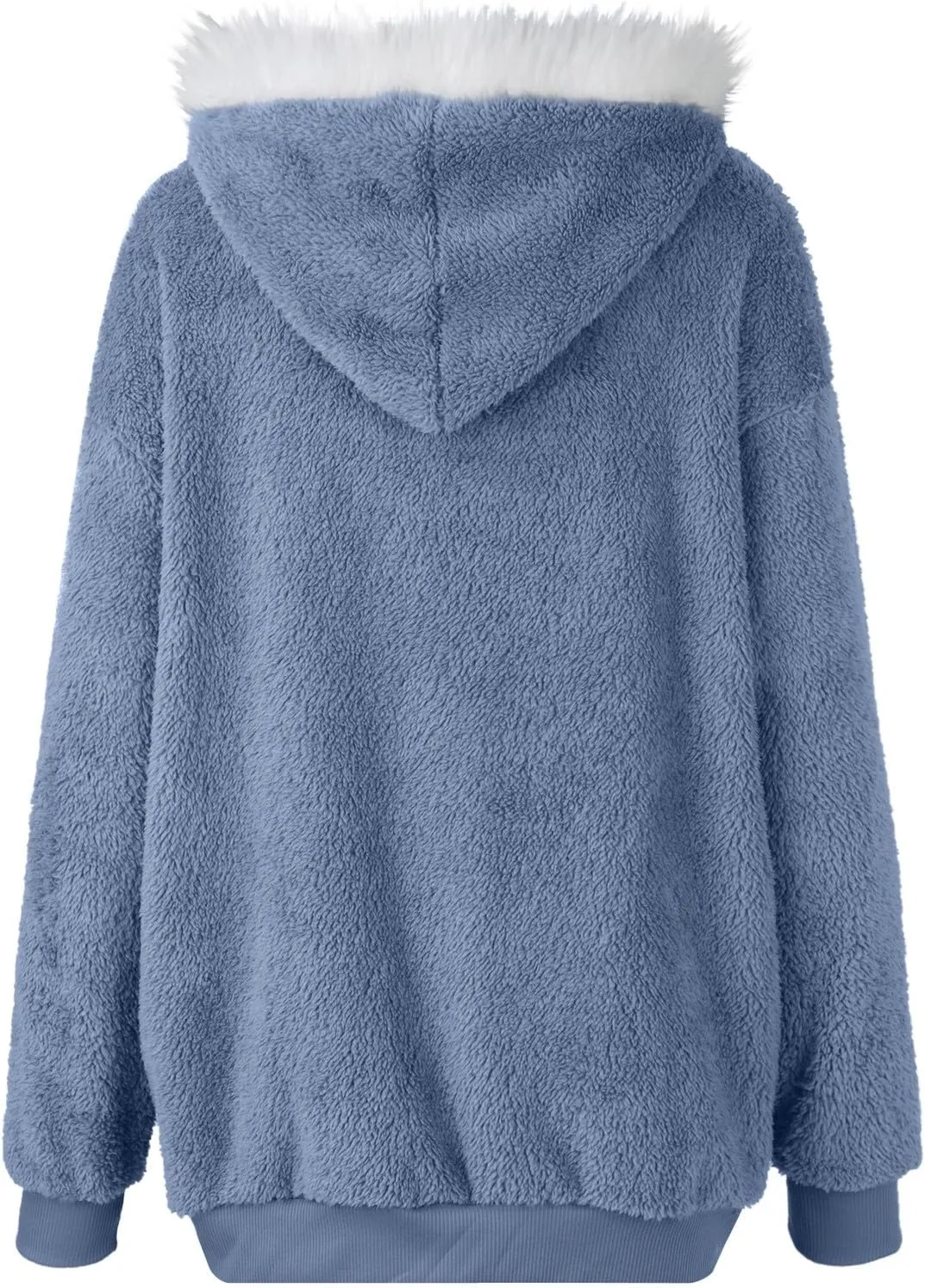 Fleece Jackets for Women 2024 Winter Sherpa Lined Full Zip Hooded Jacket Plus Size Fuzzy Coats with Pockets S-5XL