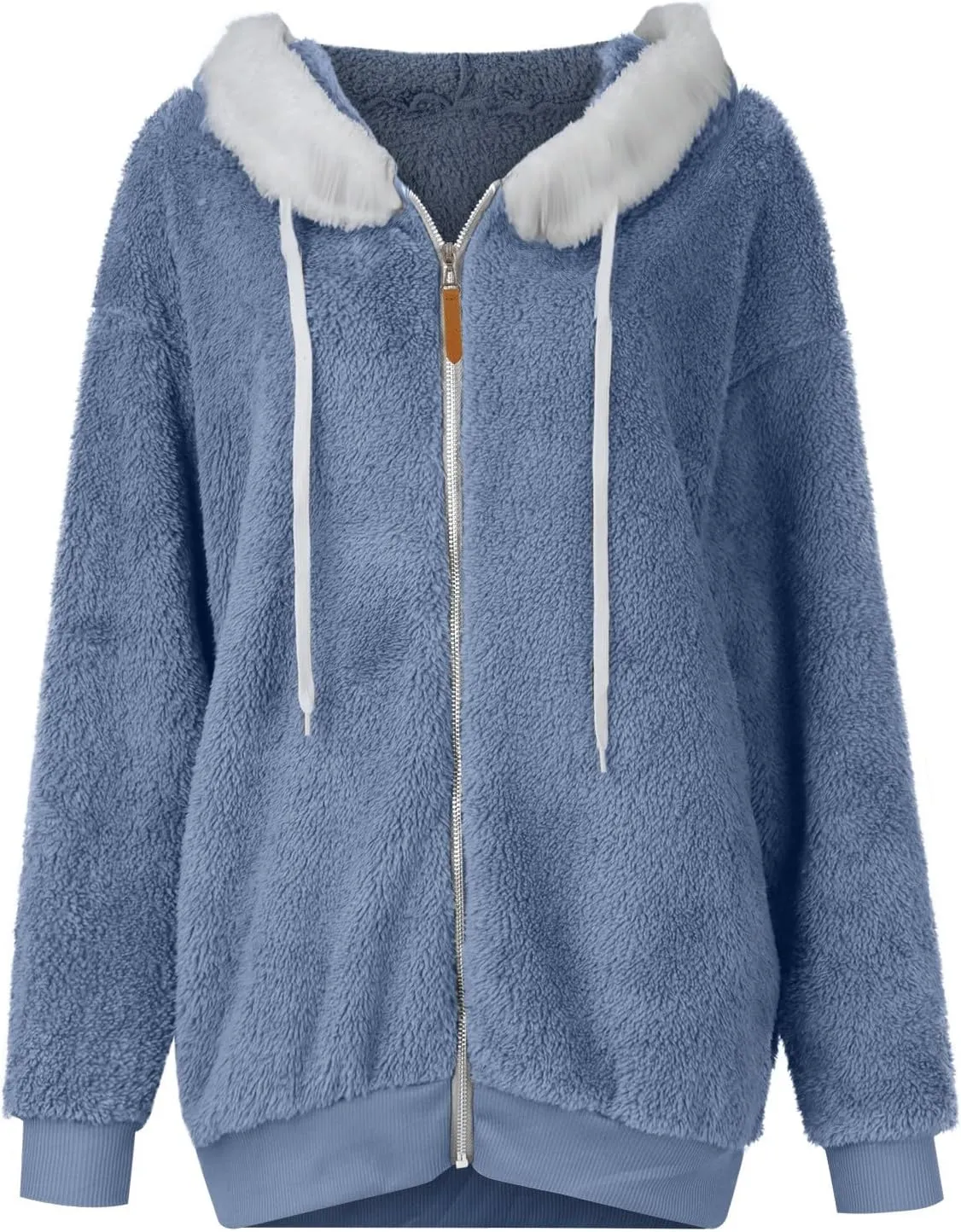 Fleece Jackets for Women 2024 Winter Sherpa Lined Full Zip Hooded Jacket Plus Size Fuzzy Coats with Pockets S-5XL
