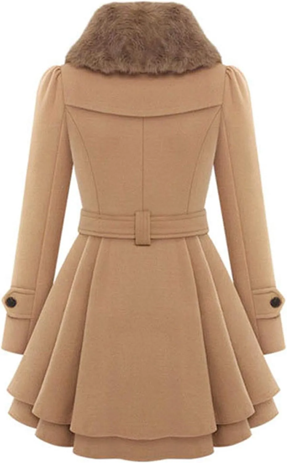 FLITAY Womens Trench Plus Size Casual Pea coat with Belt Hooded Checkered Double Breasted Coat