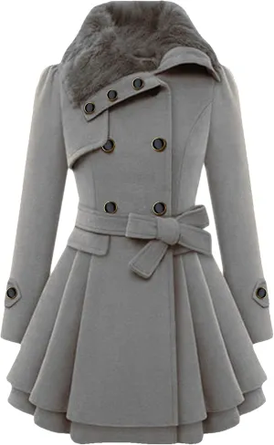 FLITAY Womens Trench Plus Size Casual Pea coat with Belt Hooded Checkered Double Breasted Coat
