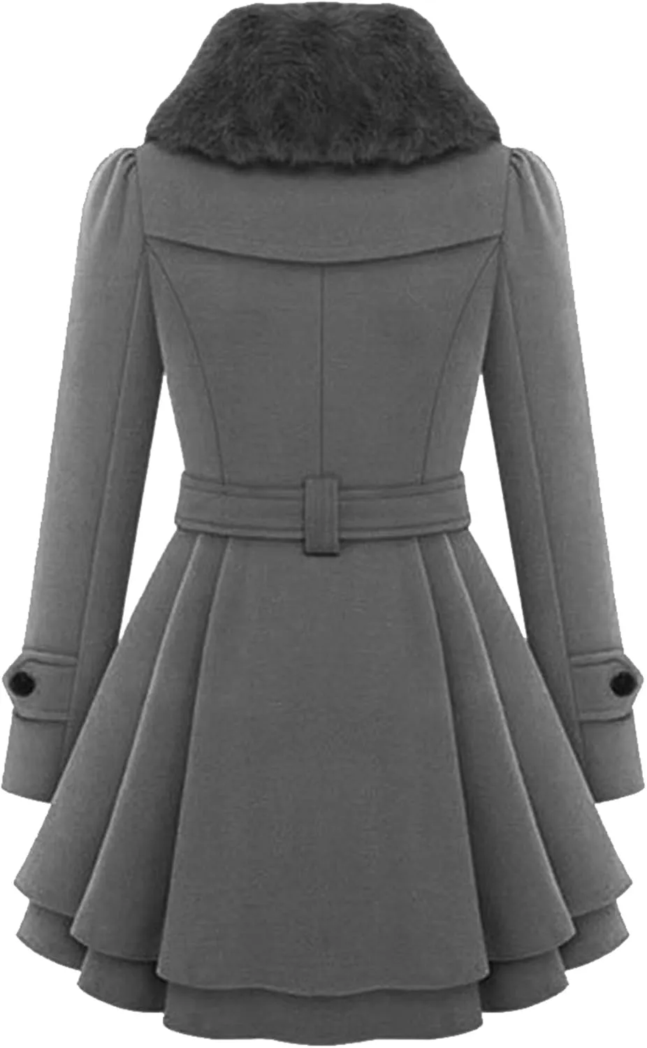 FLITAY Womens Trench Plus Size Casual Pea coat with Belt Hooded Checkered Double Breasted Coat