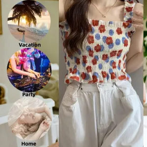Floral Top Tops Women Girl Camisole Crop Square Neck Dancing Halter