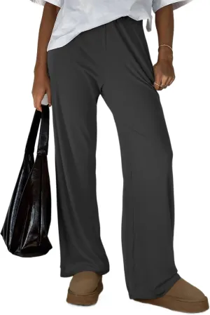 ForeFair Women's Wide Leg Ribber Pant Loose Cozy Casual Sweatpants Pajama Lounge Flowy Pants With Pockets