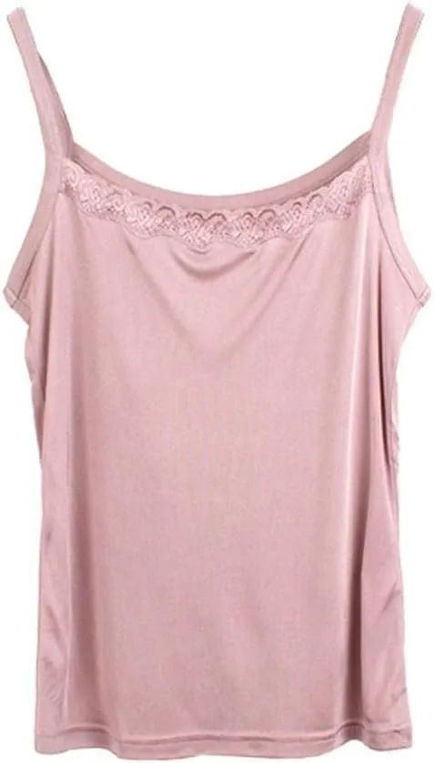 Forever Angel Women's 100% Silk Lace Camisole Cami Tank Top