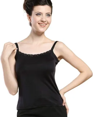 Forever Angel Women's 100% Silk Lace Camisole Cami Tank Top