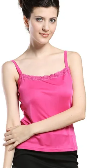 Forever Angel Women's 100% Silk Lace Camisole Cami Tank Top