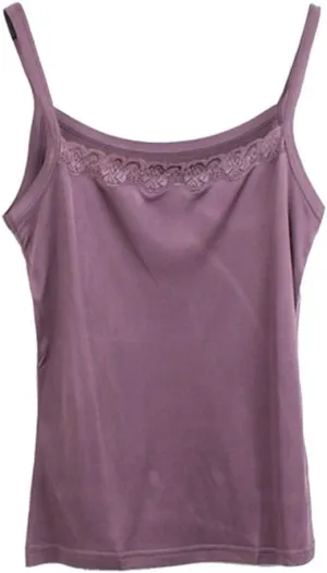 Forever Angel Women's 100% Silk Lace Camisole Cami Tank Top