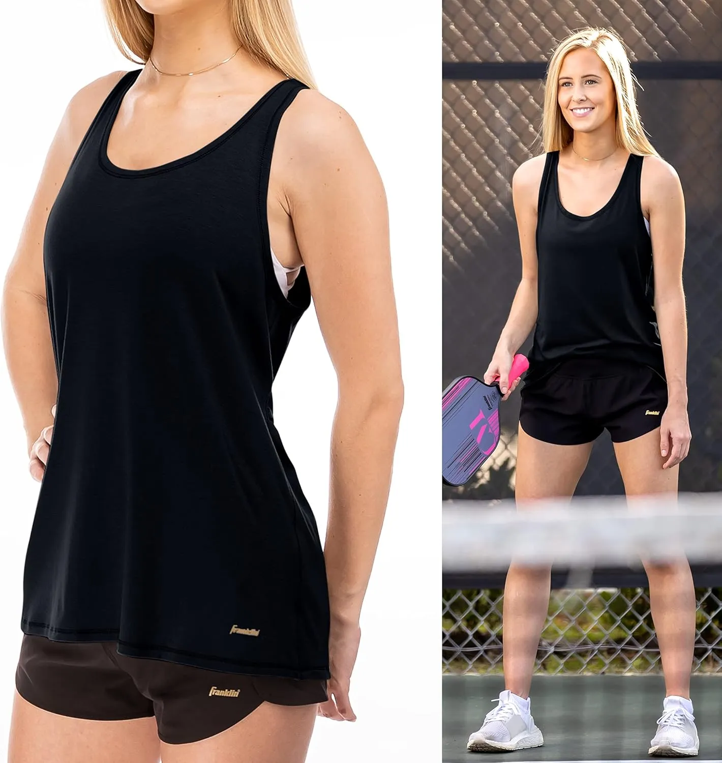 Franklin Sports Women's Lattice Back Tank Top-Relaxed Fit