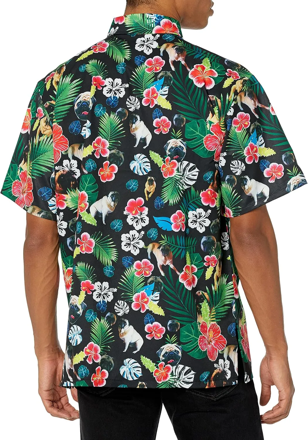 Funny Guy Mugs Mens Hawaiian Print Button Down Short Sleeve Shirt