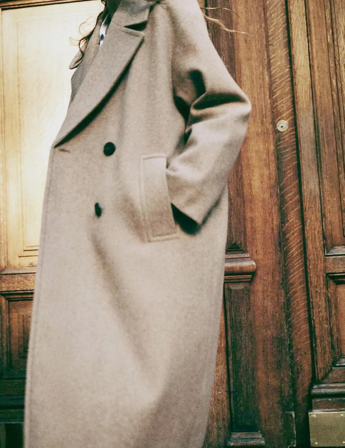 Gihuo Women's Notched Collar Wool Blend Pea Coat Winter Double Breasted Trench Coat Long Oversized Button Down Overcoats