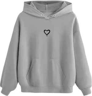 Girls Heart Graphic Print Girls Casual Long Sleeve Hoodies Cute Oversized Fleece Thermal Sweatshirt Tops With Pockets