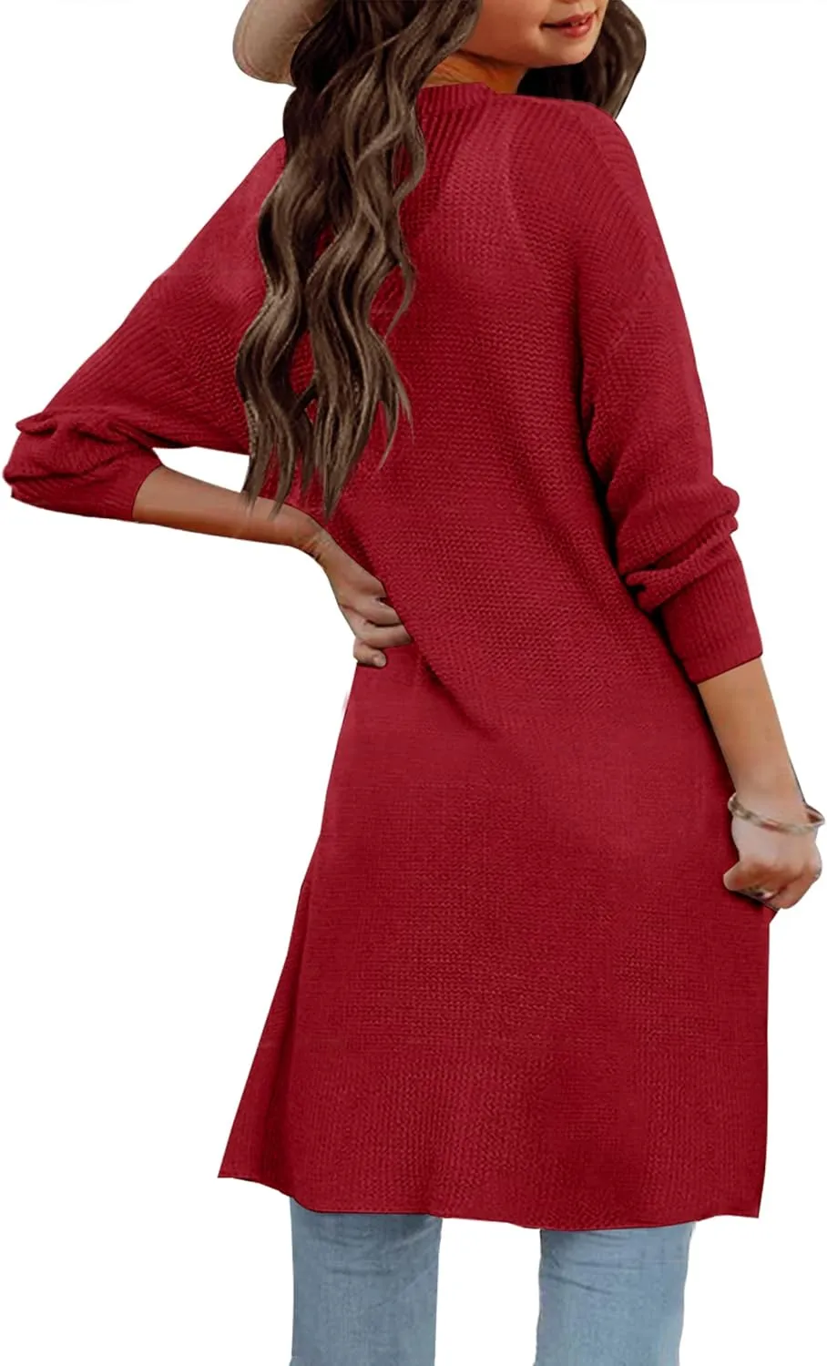 Girl's Open Front Cardigan Long Sleeve Knit Sweaters Lightweight Summer Solid Loose Outerwear Coats with Pockets