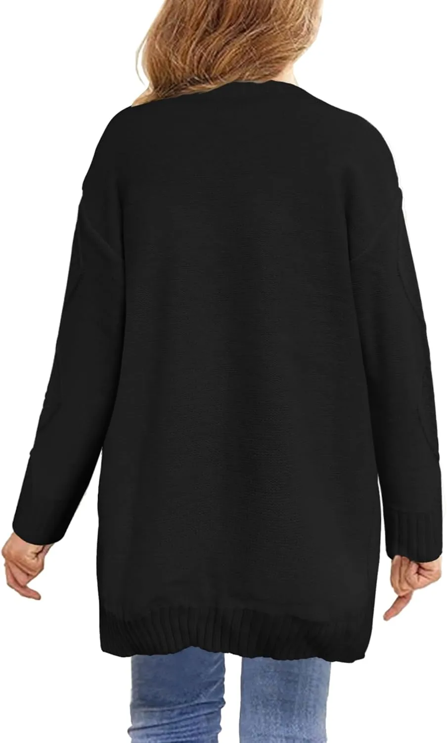 Girls Open Front Cardigan Midi Length Long Sleeve Knit Sweater School Uniform Sweater Outwears with Pockets 5-14 Years
