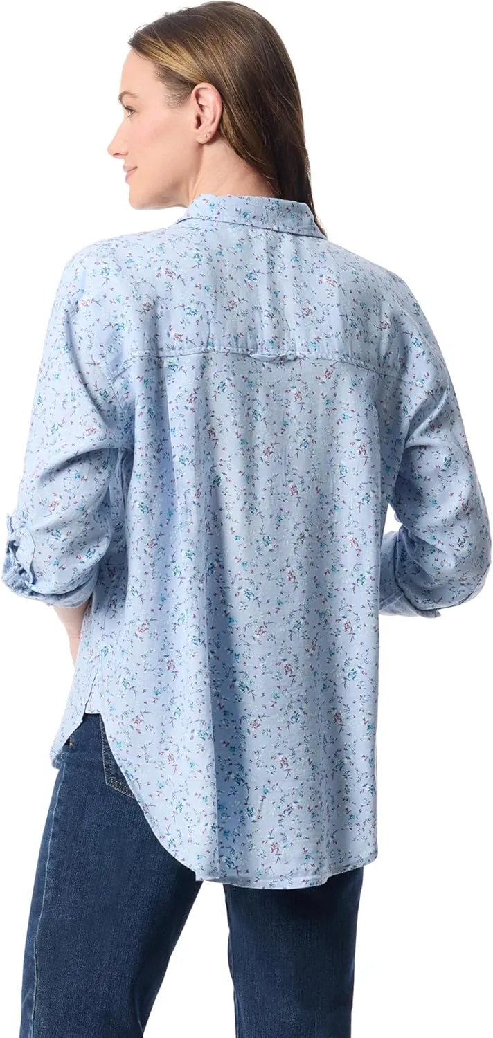 Gloria Vanderbilt Women's Amanda Oversized Button Down Shirt with Roll-tab Sleeves Standard