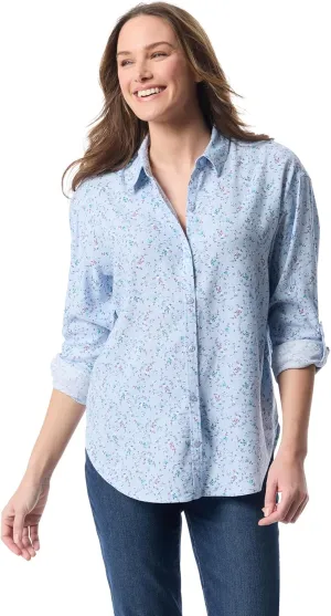 Gloria Vanderbilt Women's Amanda Oversized Button Down Shirt with Roll-tab Sleeves Standard