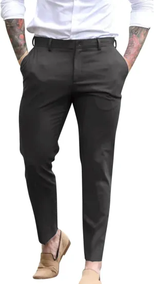 GOKKILRW Mens Slim Fit Dress Pants Stretch Skinny Flat-Front Business Work Suit Pants Casual Golf Pants Chinos