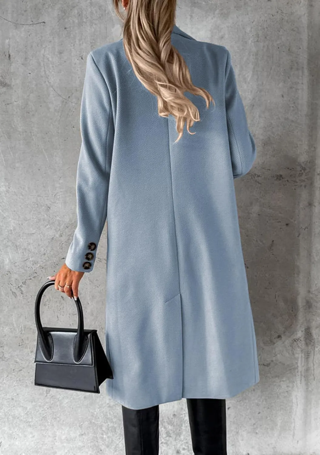 GORIFE Women's Double Breasted Long Coats Lapel Collar Winter Pea Coat Trench Slim Fit Jackets Coat Outwear
