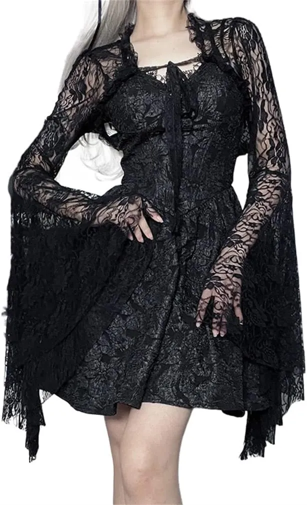 Goth Lace Shrug Fashion Trendy Crop Top Shrugs for Women