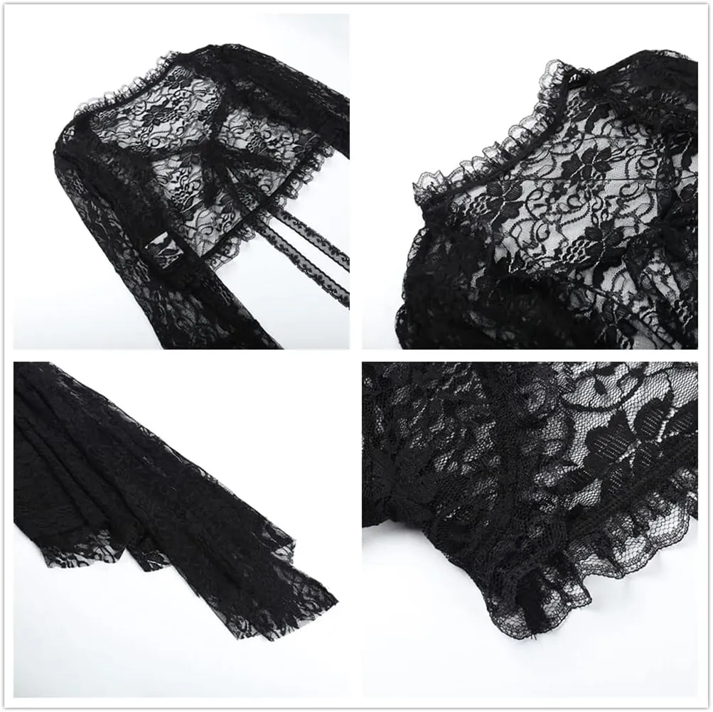 Goth Lace Shrug Fashion Trendy Crop Top Shrugs for Women