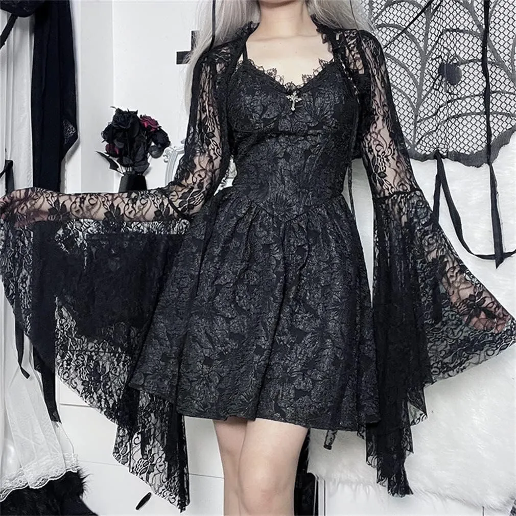 Goth Lace Shrug Fashion Trendy Crop Top Shrugs for Women