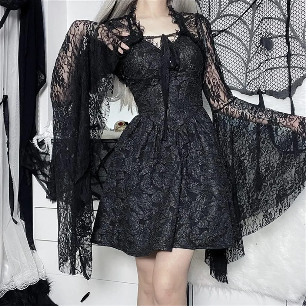 Goth Lace Shrug Fashion Trendy Crop Top Shrugs for Women