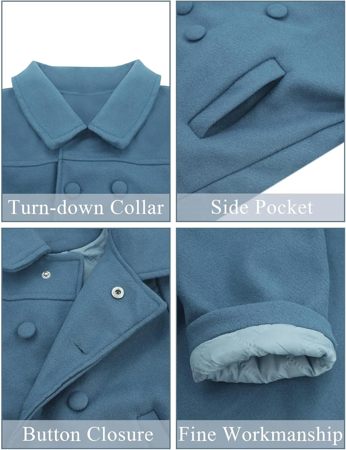 Happy Cherry Kids Girls Dress Coats Cloak Button Jacket Clothes Outerwear Clothes Winter Trench Peacoat