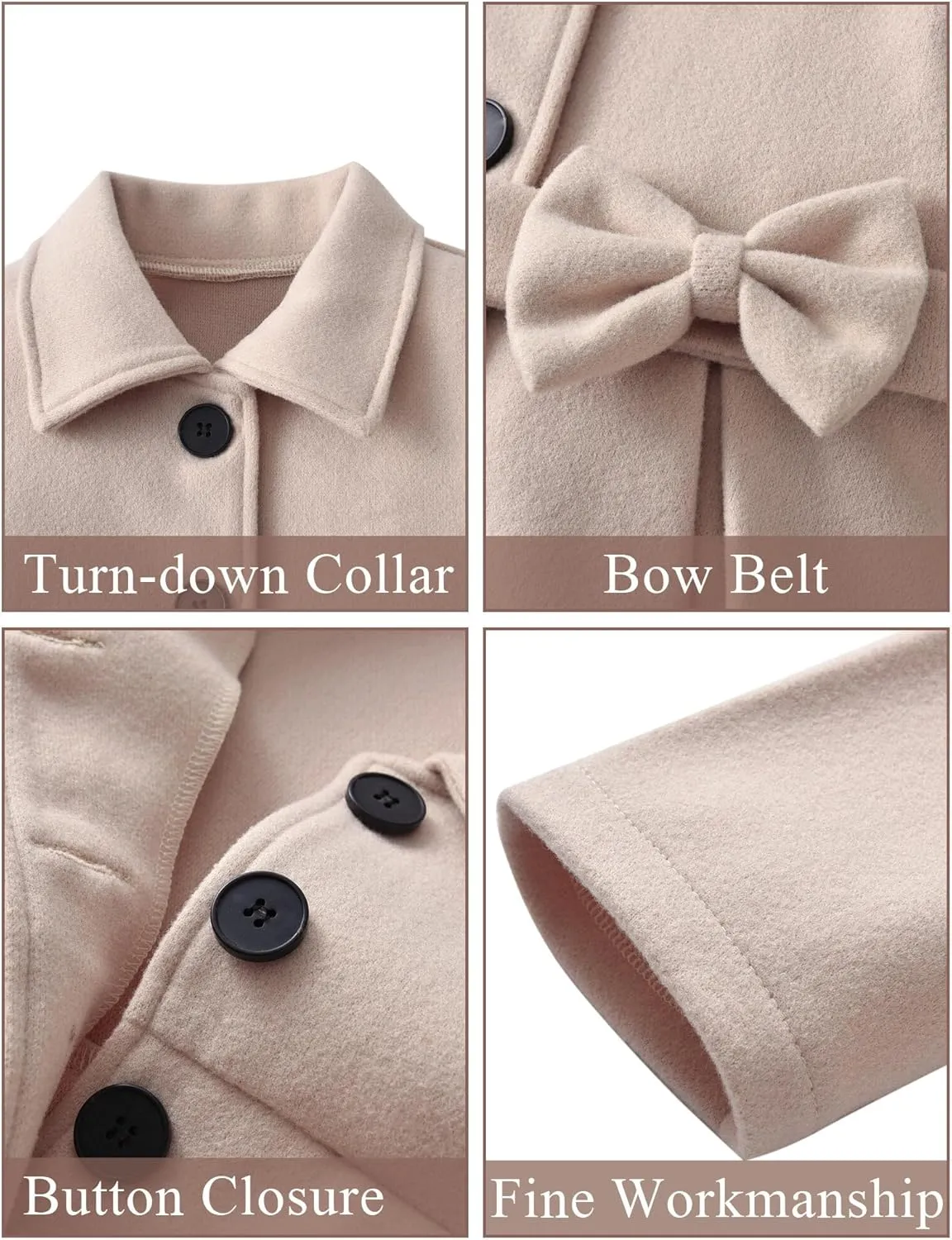 Happy Cherry Kids Girls Dress Coats Cloak Button Jacket Clothes Outerwear Clothes Winter Trench Peacoat