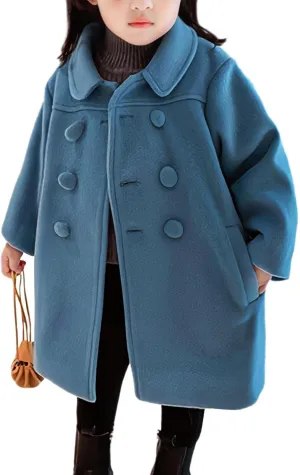 Happy Cherry Kids Girls Dress Coats Cloak Button Jacket Clothes Outerwear Clothes Winter Trench Peacoat