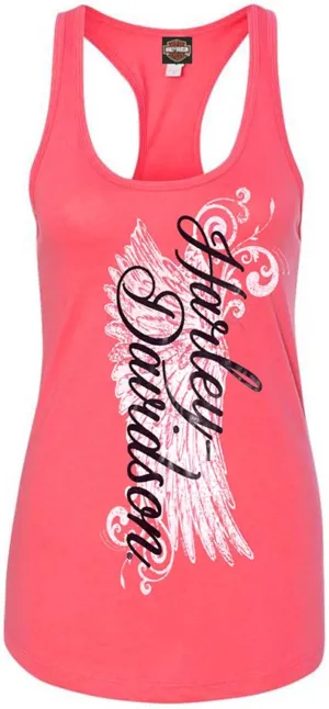 Harley-Davidson Women's Road Diva Script Sleeveless Racerback Tank Top, Yellow