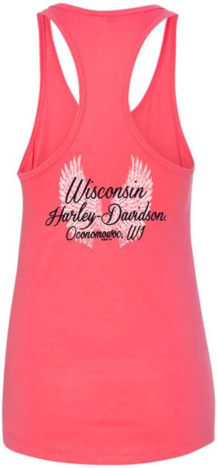 Harley-Davidson Women's Road Diva Script Sleeveless Racerback Tank Top, Yellow