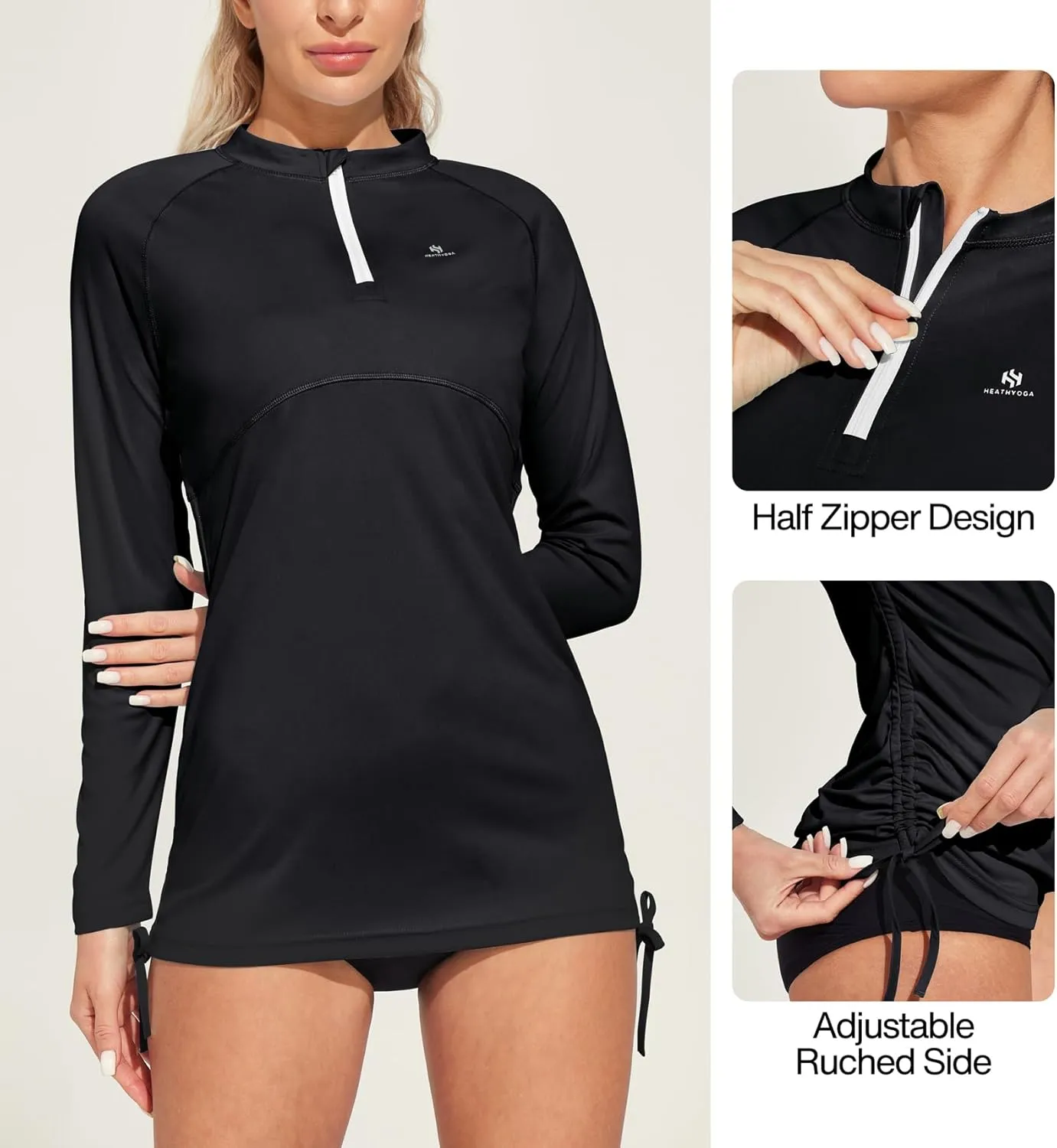 Heathyoga Rash Guard for Women UPF 50  UV Sun Protection Swim Shirt for Woman Long Sleeve Swimsuits Bathing Suit Tops