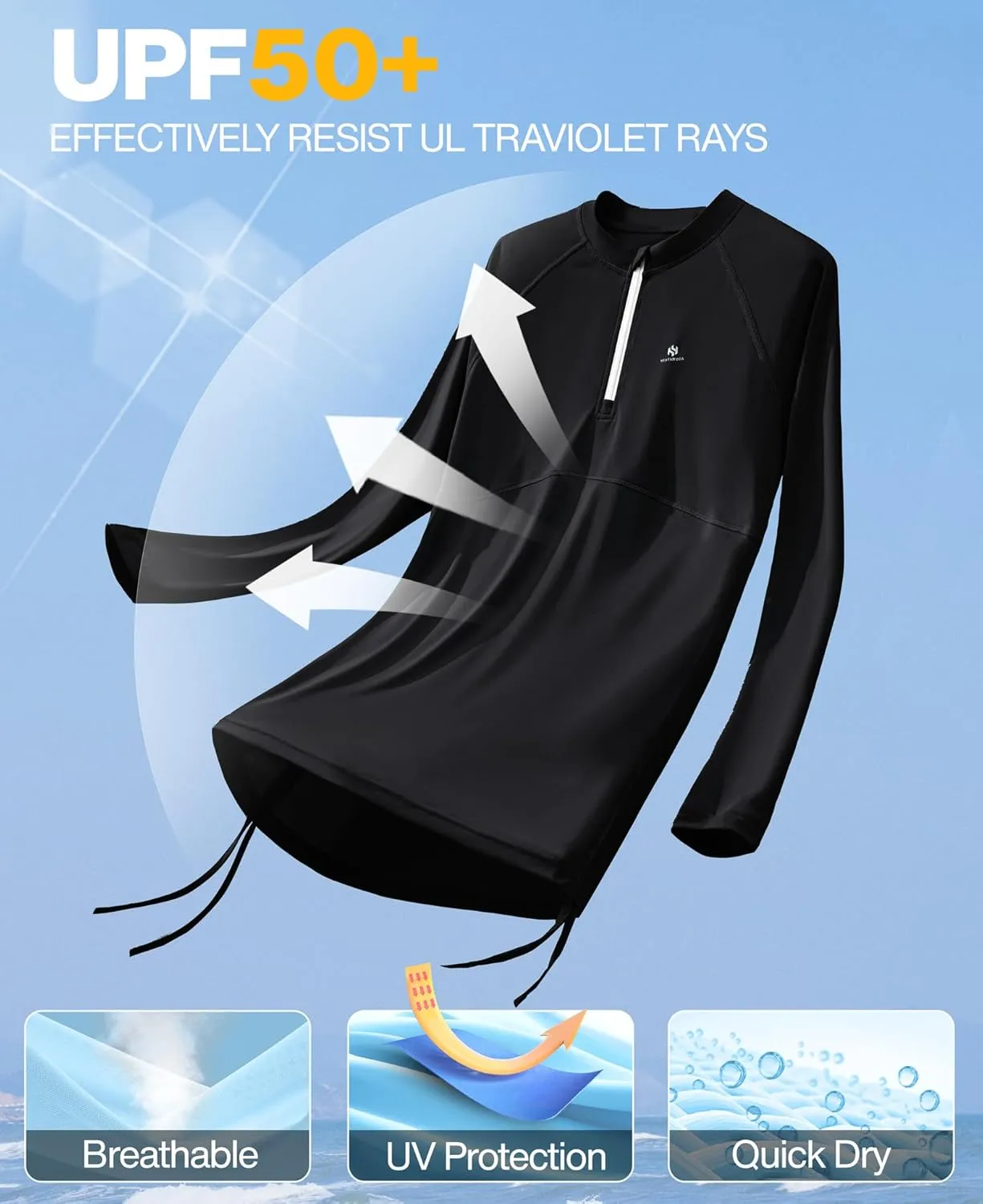Heathyoga Rash Guard for Women UPF 50  UV Sun Protection Swim Shirt for Woman Long Sleeve Swimsuits Bathing Suit Tops